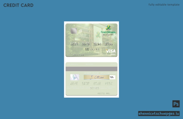 Beispielvorschau der Visa-Debitkarte der First Cities Bank von Trinidad und Tobago